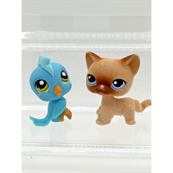 LPS Littlest Pet Shop Pet Pairs Siamese Cat Flocked 318 Cockatoo 317 Hasbro G2 - Picture 1 of 16